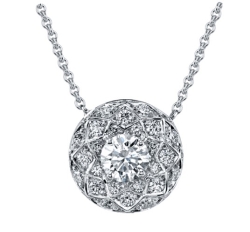 Harry Kotlar Diamond Criss Cross Artisan Pave Halo Necklace