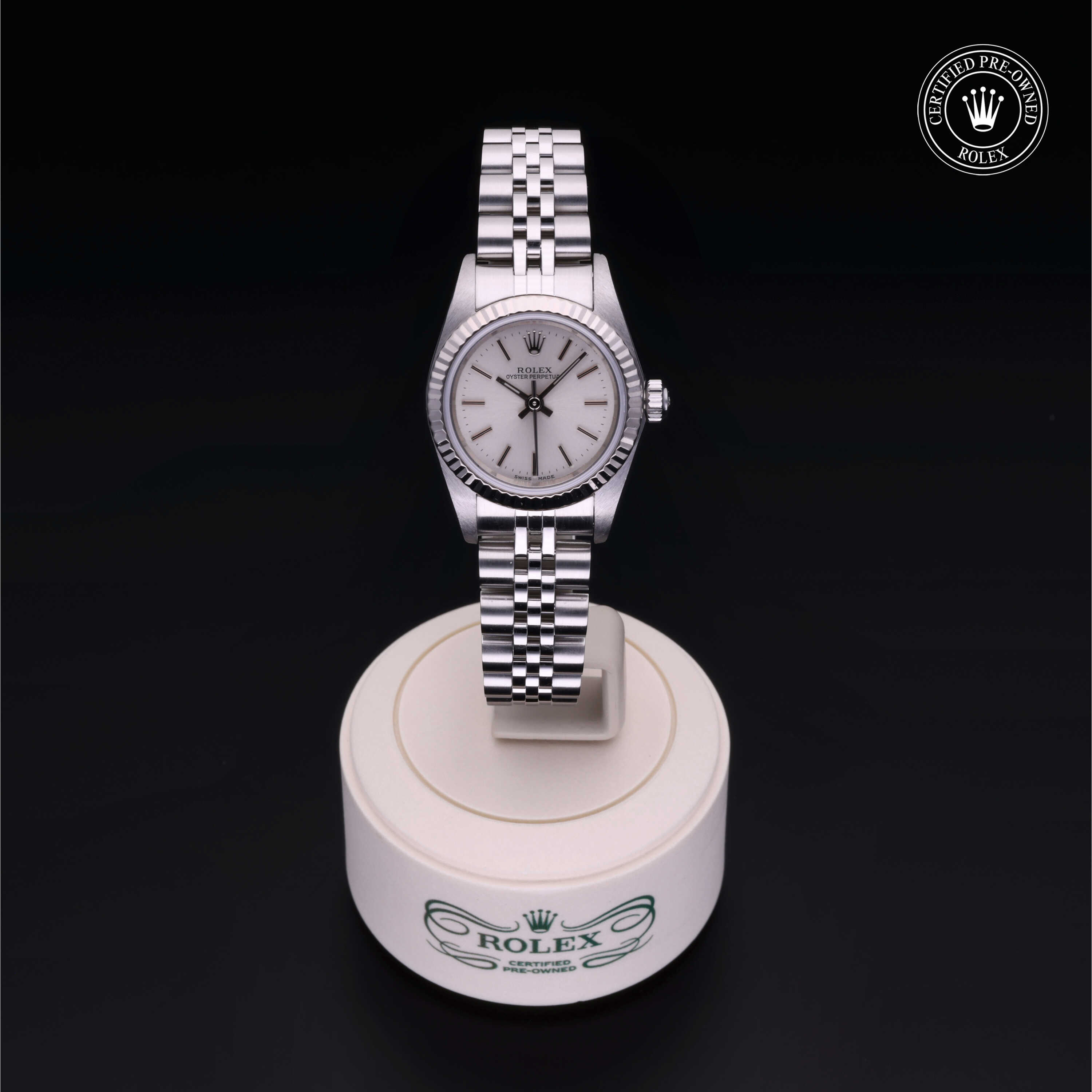 Rolex Oyster Perpetual in Oystersteel and white gold M76094-0018 at Heller Jewelers