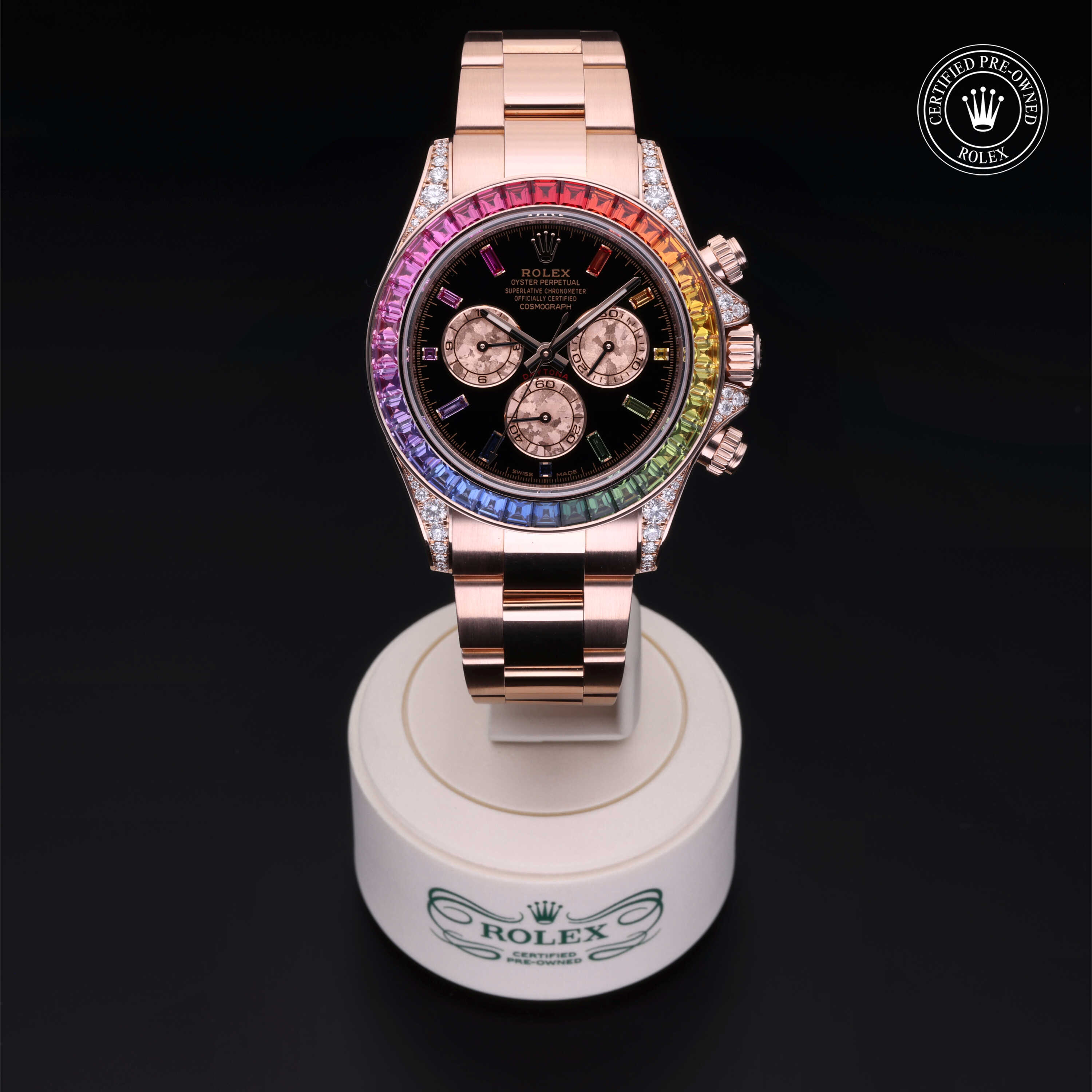 Rolex Cosmograph Daytona in 18 ct Everose gold M116595RBOW-0001 at Heller Jewelers