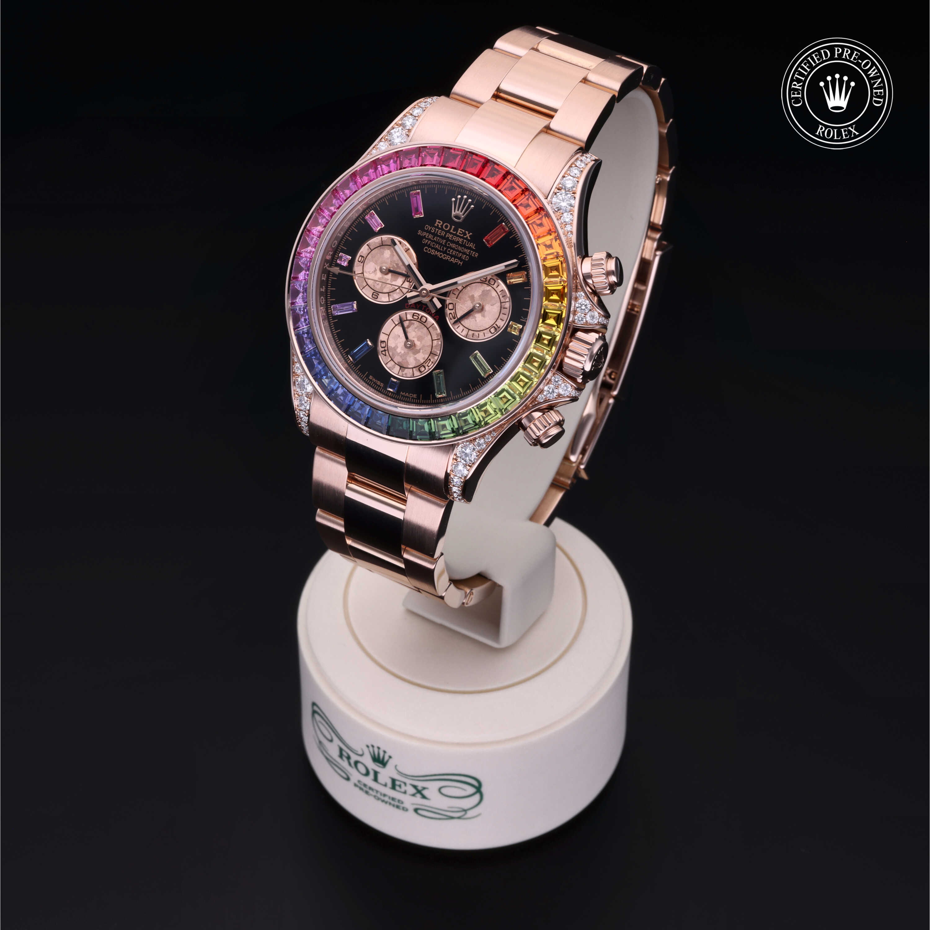 Rolex Cosmograph Daytona in 18 ct Everose gold M116595RBOW-0001 at Heller Jewelers