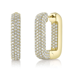 Diamond Pave Rectangle Hoop Earrings