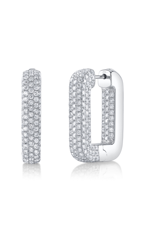 Diamond Pave Rectangle Hoop Earrings