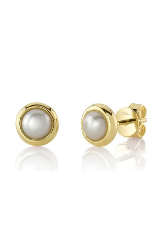 Cultured Pearl Circle Stud Earrings