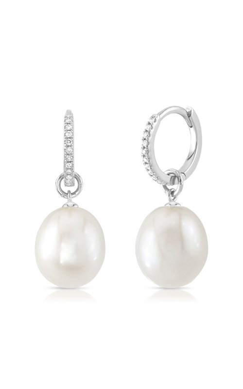 Pearl & Diamond Huggie Earrings