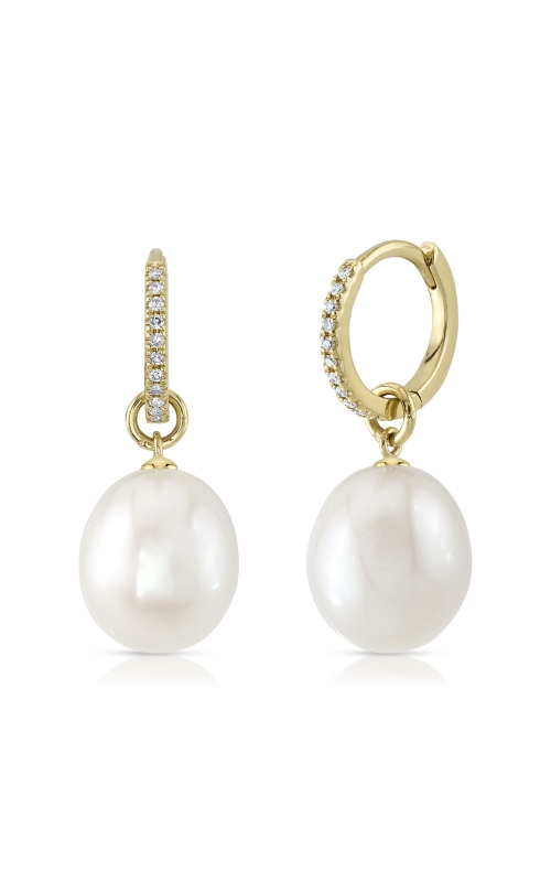 Pearl & Diamond Huggie Earrings