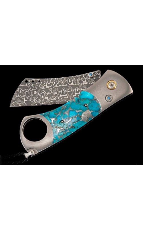 William Henry Cigar Cutter Damascus Titanium Knife