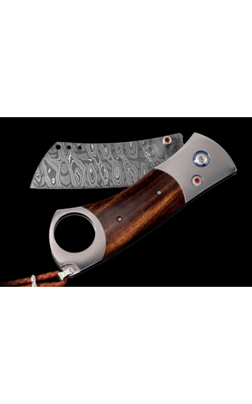 William Henry Cigar Cutter Damascus Titanium Knife