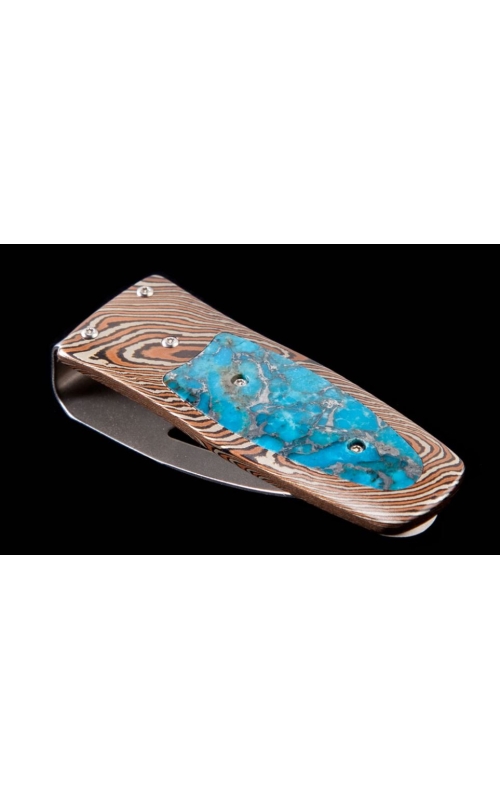 William Henry Mokume Gane Zinc Matrix Turquoise Money Clip