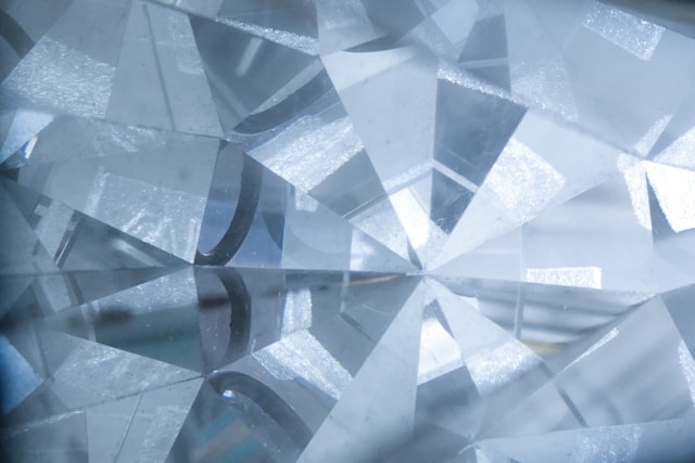 A stunning close-up of a diamond’s facets.